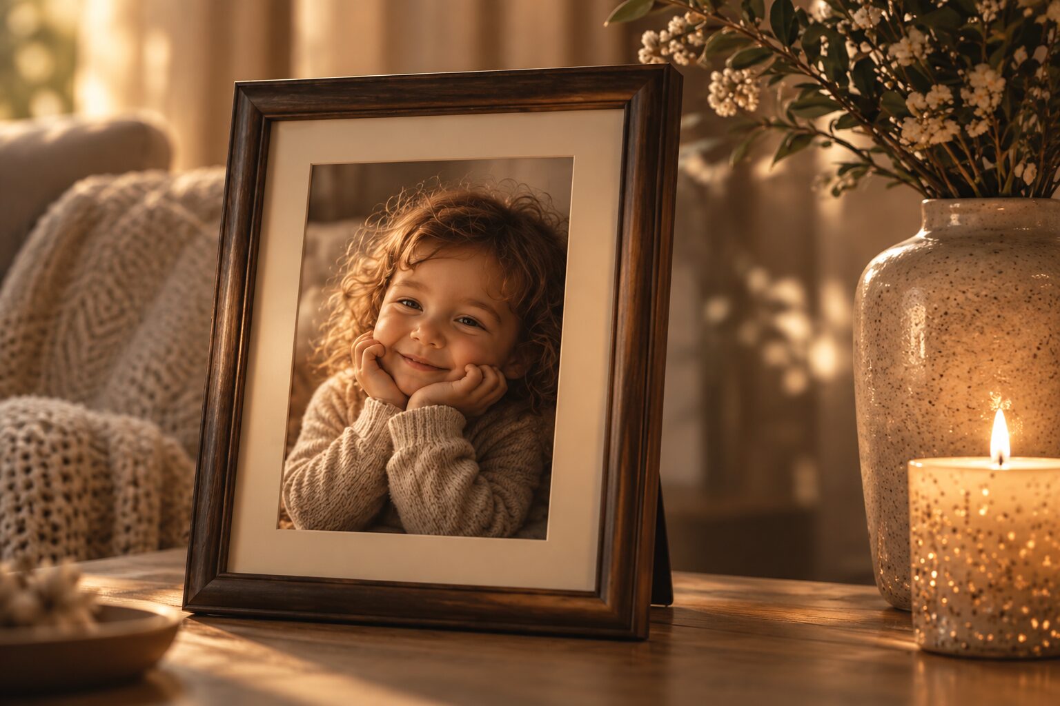Framed signature photograph from Mia's first year